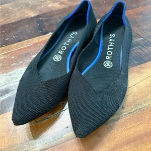 Rothy's Black Flats with Blue Trim